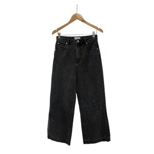 Rolla’s High Rise Wide Leg Jeans Black Washed Cropped 27